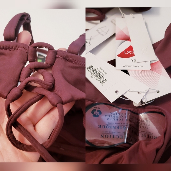 $220 NWT SKIN x Barneys Burgundy Bikini 2 pc SET - Picture 8 of 11